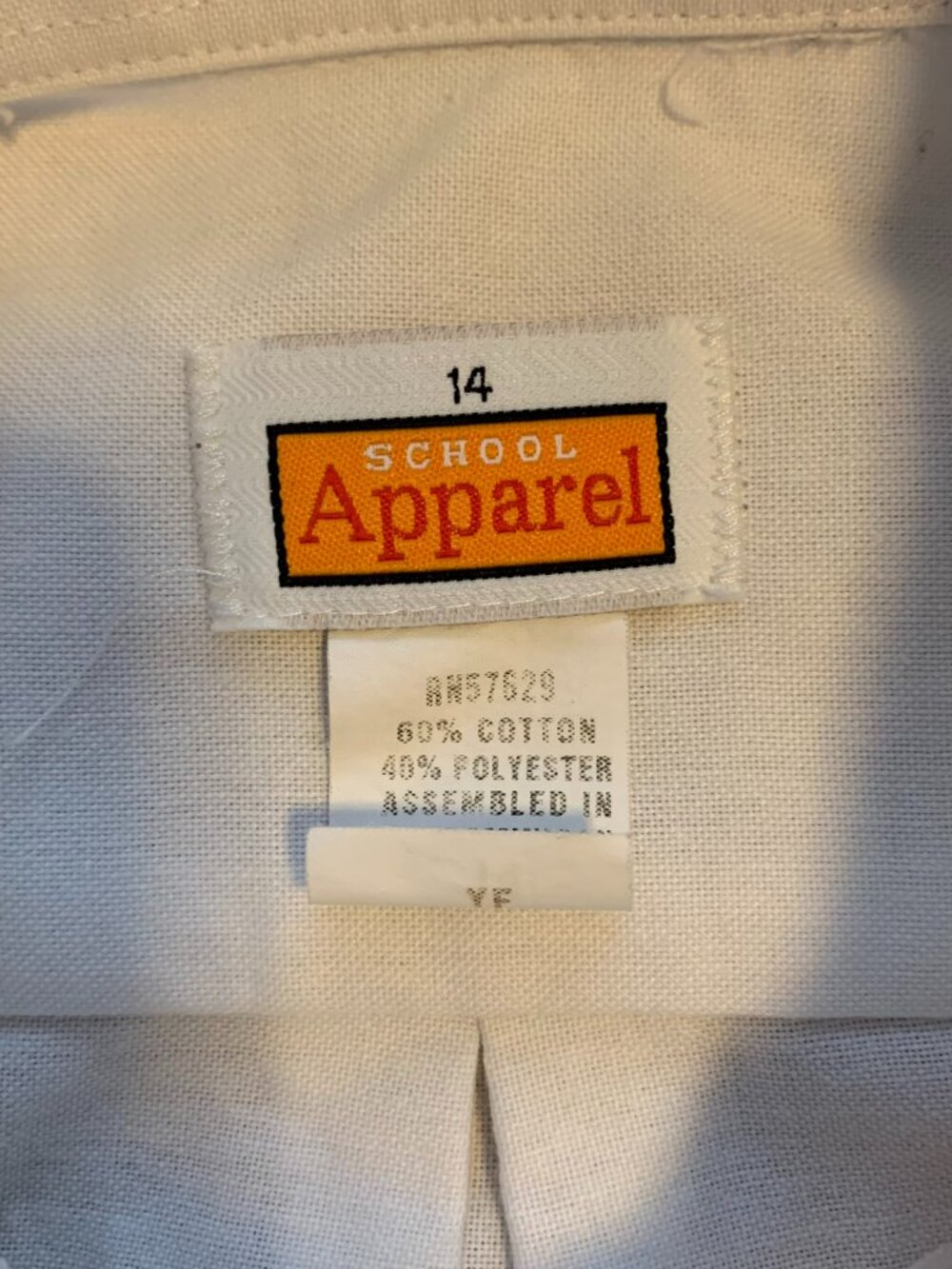 Vintage 90s School Apparel White Button-Down Long Sleeve Shirt Uniform Size 14 - Picture 2 of 5